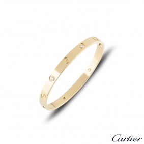 Cartier Yellow Gold Half Diamond Love Bracelet Size 16 B6035916 Cartier Yellow Gold Half Diamond Love Bracelet Size 16 B6035916